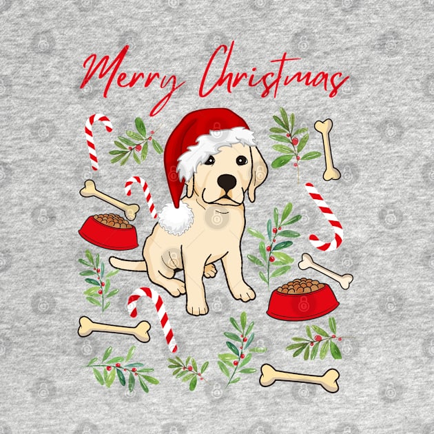 Merry Christmas Labrador puppy cute dog Seasons Greetings Tis The Season To Be Jolly by BoogieCreates